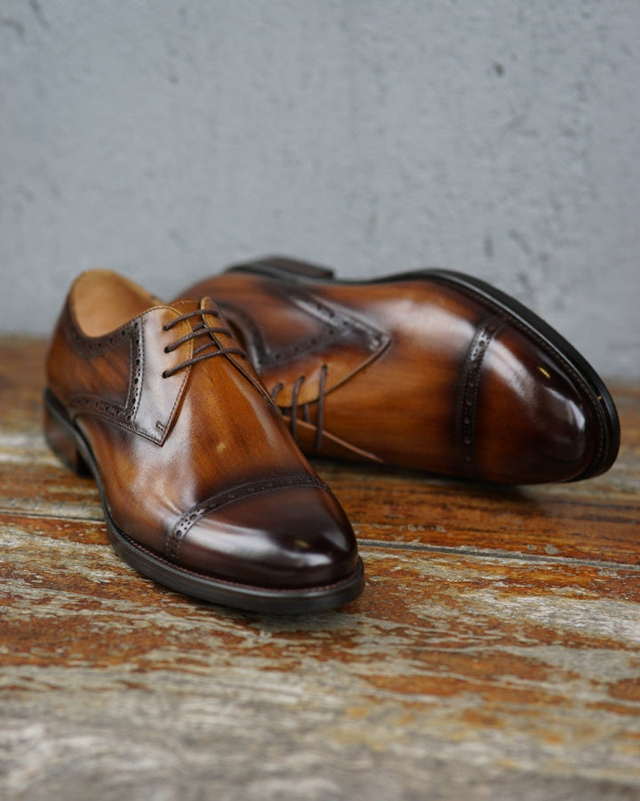 Cap Toe Quarter Brogue Derby Shoes