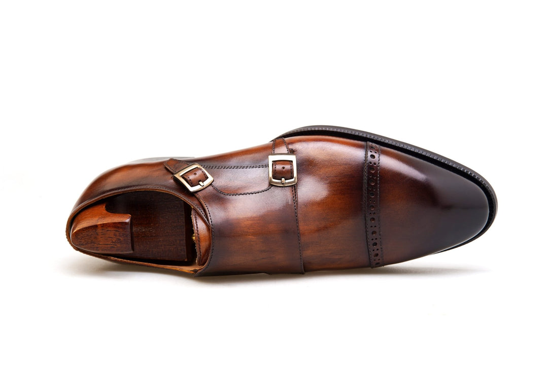 Double Monk Strap Leather Shoes