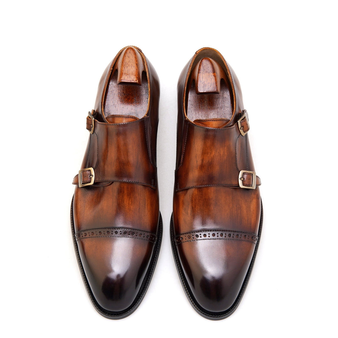 Double Monk Strap Leather Shoes