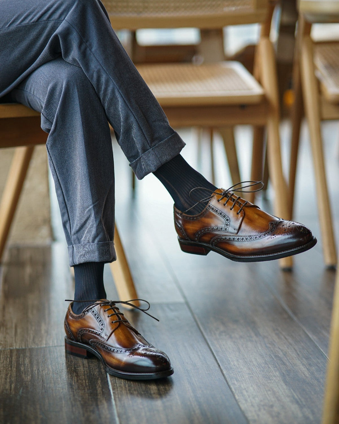 Wholecut Derby Leather Shoes