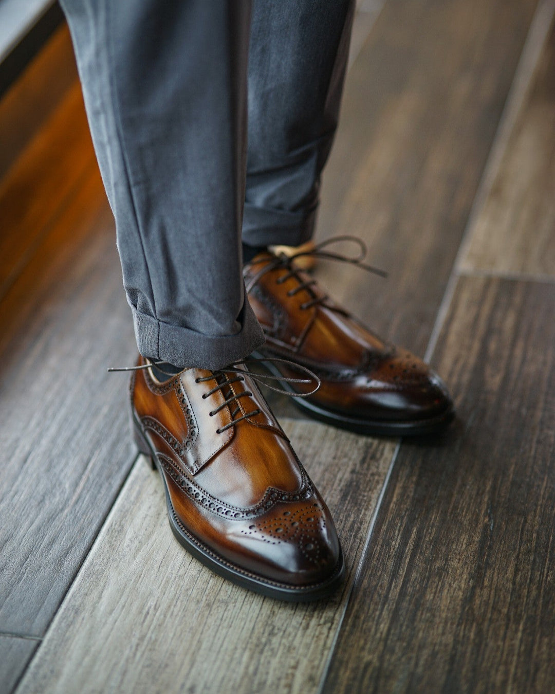 Wholecut Derby Leather Shoes