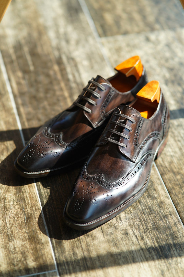 MenStyleWith Wingtips Full Brogue Derby Leather Shoes CS-DH25