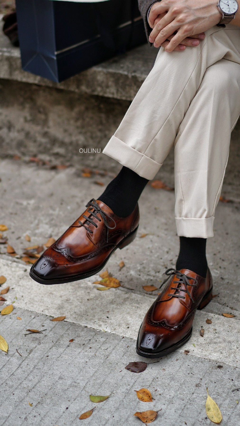 MenStyleWith Wingtips Full Brogue Derby Leather Shoes CS-DH25