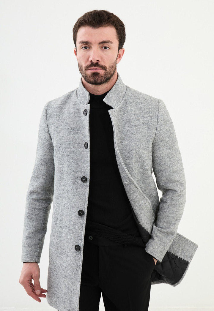 Special Design Slim Fit Gray Coat