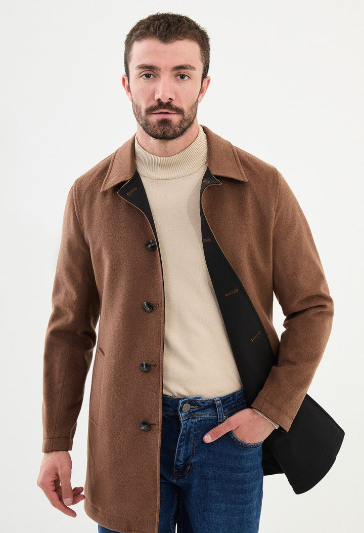 Special Design Slim Fit Camel Coat