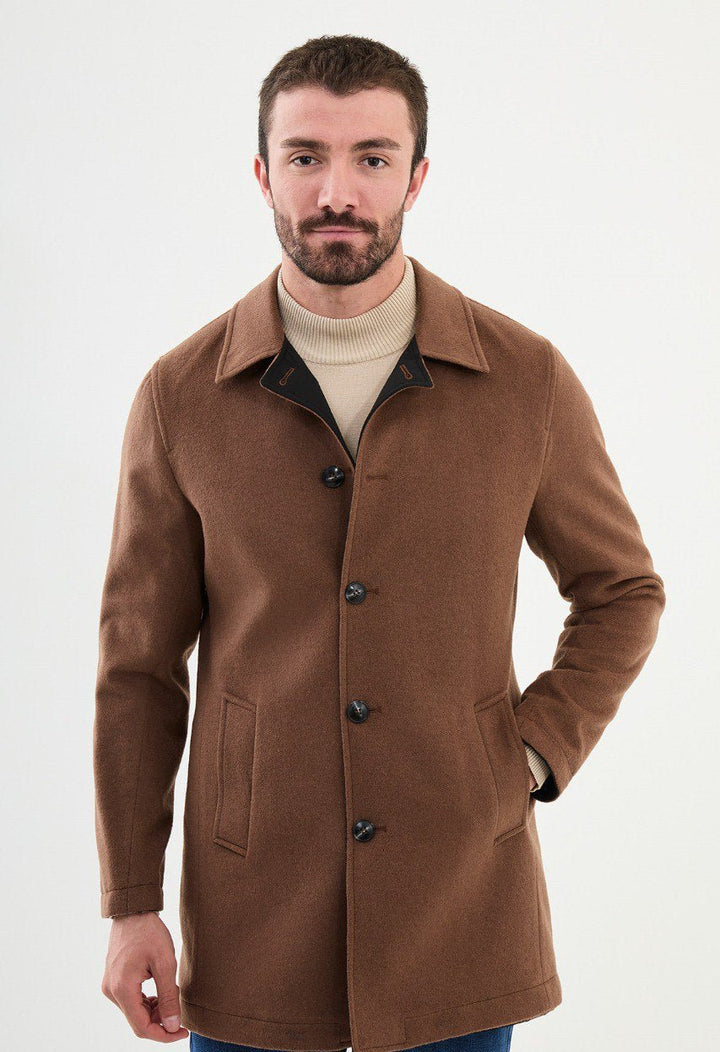 Special Design Slim Fit Camel Coat