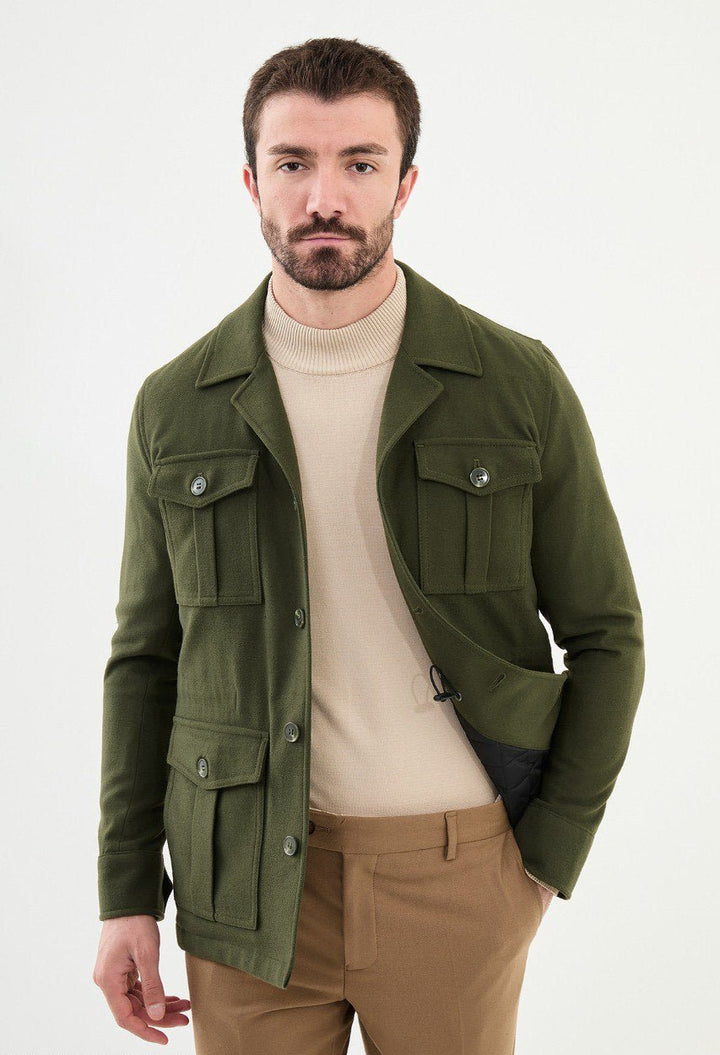 Special Design Slim Fit Khaki Coat