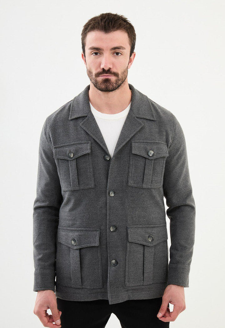 Special Design Slim Fit Gray Coat