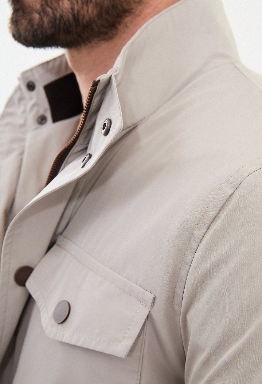 Special Design Slim Fit Beige Coat