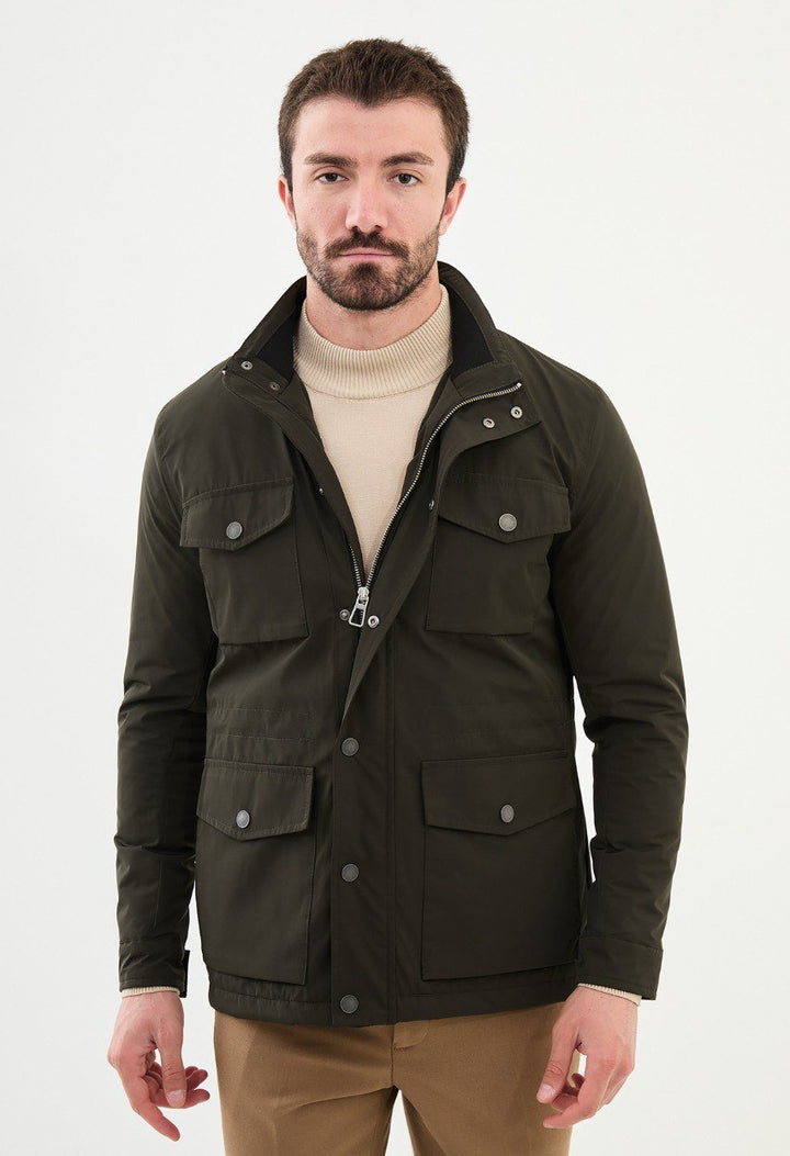 Special Design Slim Fit Khaki Coat