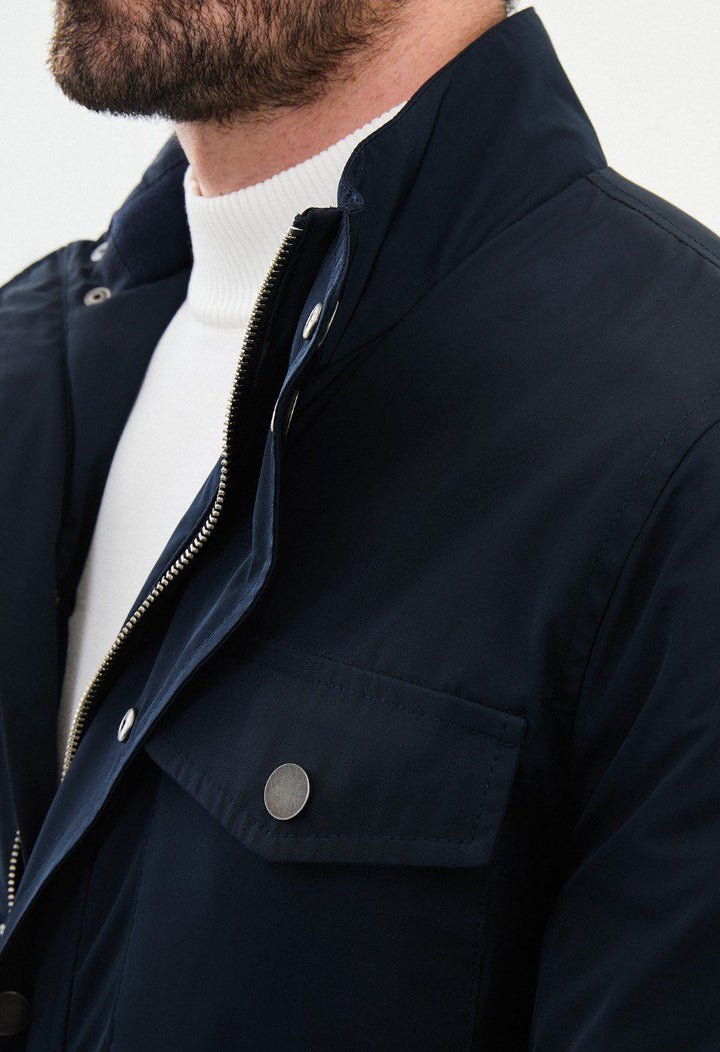 Special Design Slim Fit Navy Blue Coat