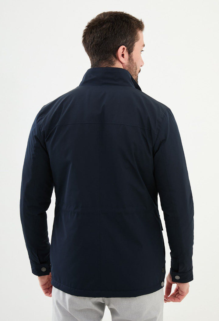 Special Design Slim Fit Navy Blue Coat