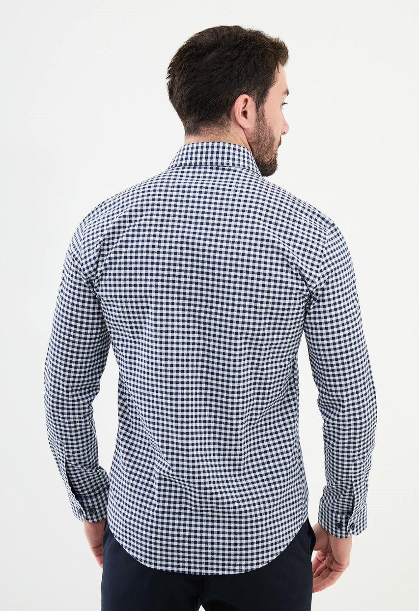 Special Design Slim Fit  Blue-White Shirt