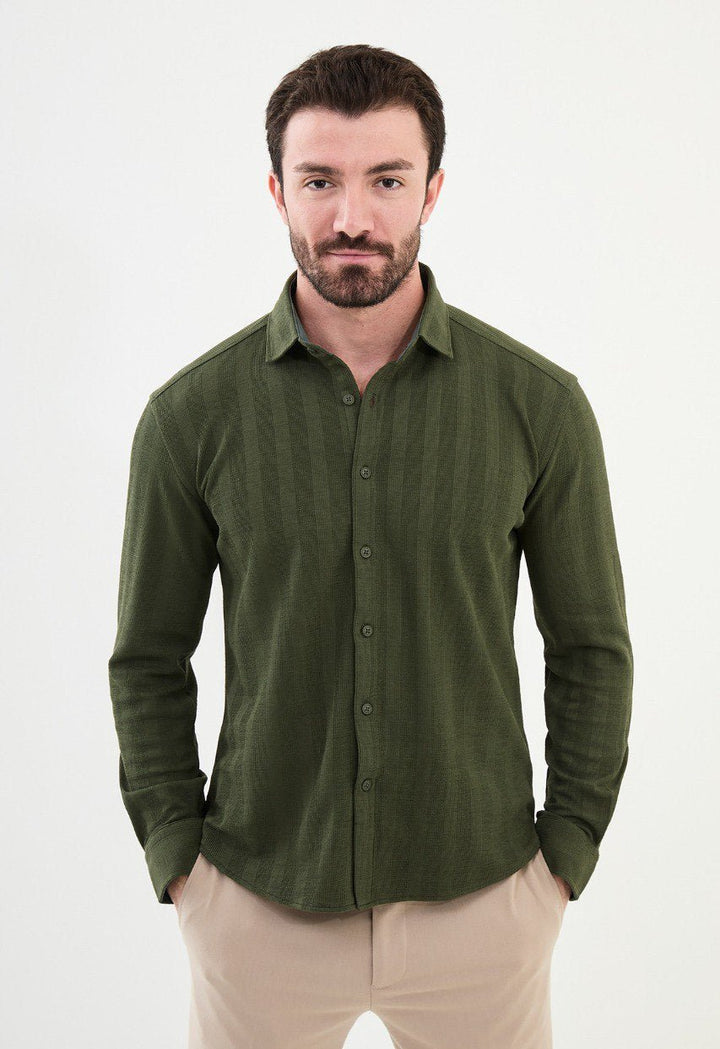 Special Design Slim Fit Khaki Shirt