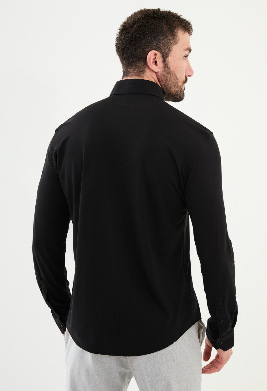 Special Design Slim Fit Black Shirt