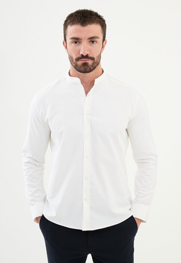 Special Design Slim Fit White-Ecru Shirt