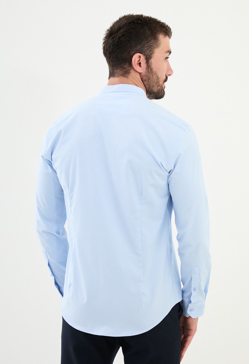 Special Design Slim Fit Blue Shirt