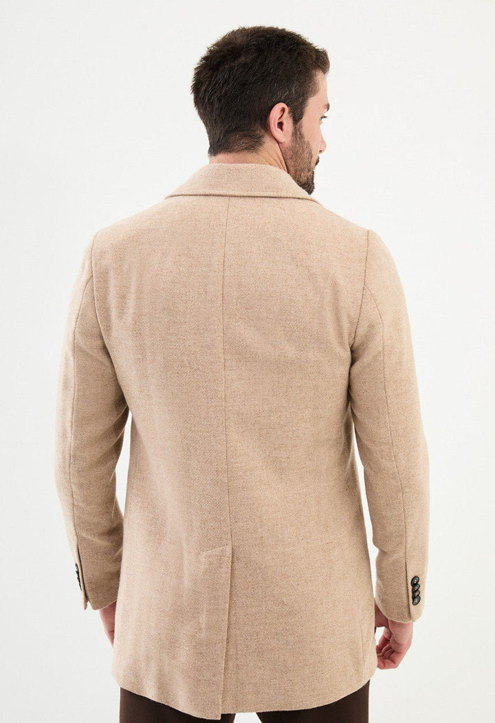 Special Design Slim Fit Beige Coat