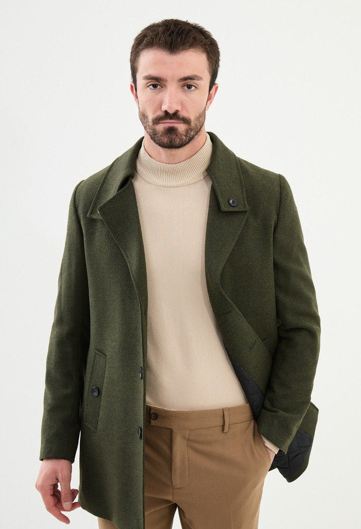 Special Design Slim Fit Khaki Coat