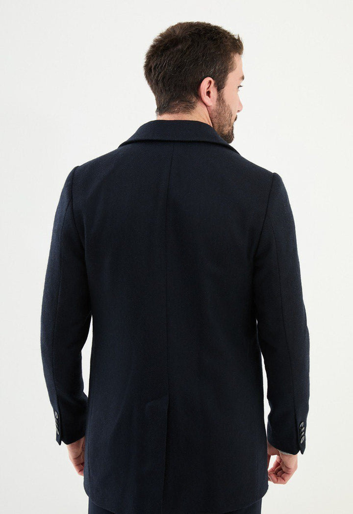 Special Design Slim Fit Navy Blue Coat