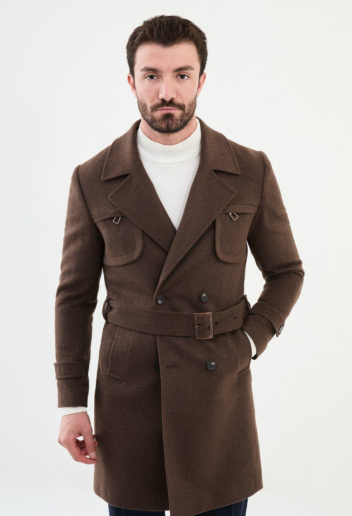 Special Design Slim Fit Brown Coat