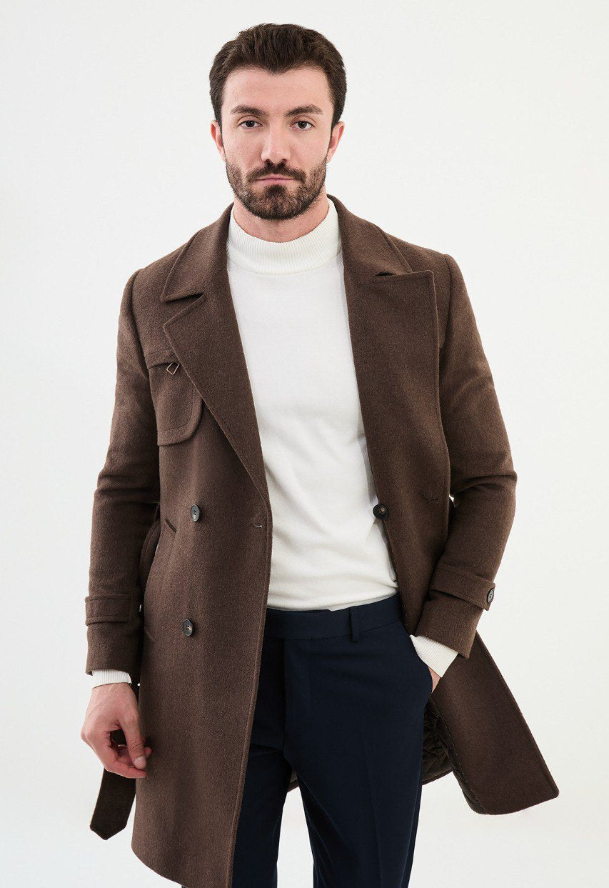 Special Design Slim Fit Brown Coat