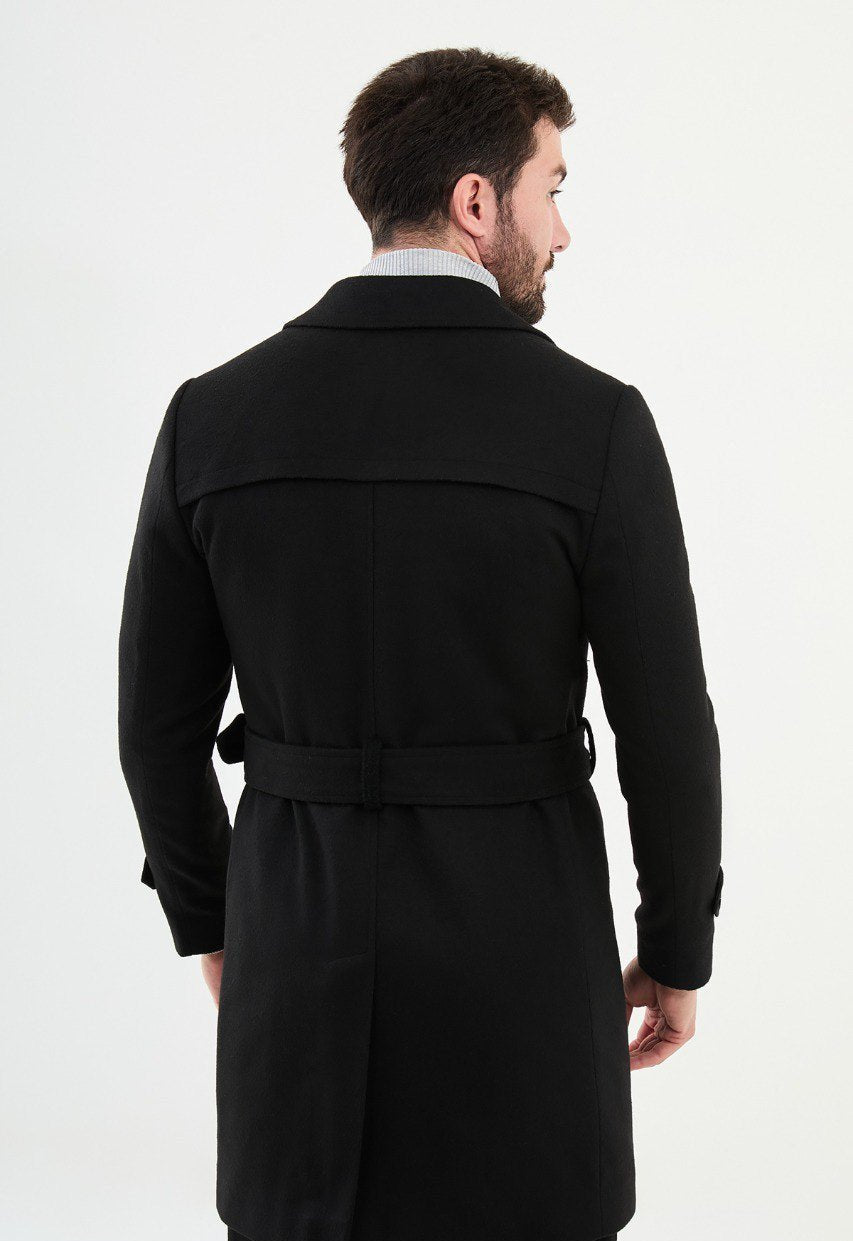 Special Design Slim Fit Black Coat