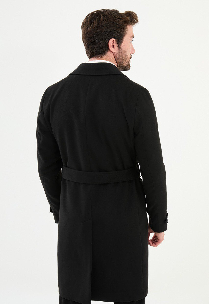 Special Design Slim Fit Black Coat