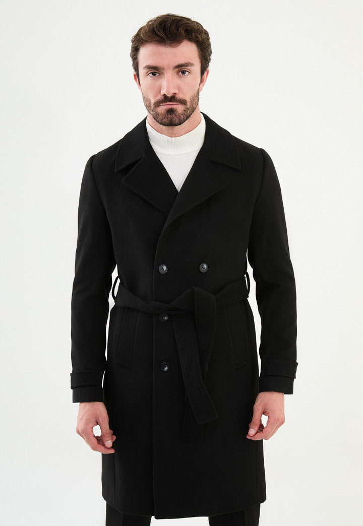 Special Design Slim Fit Black Coat