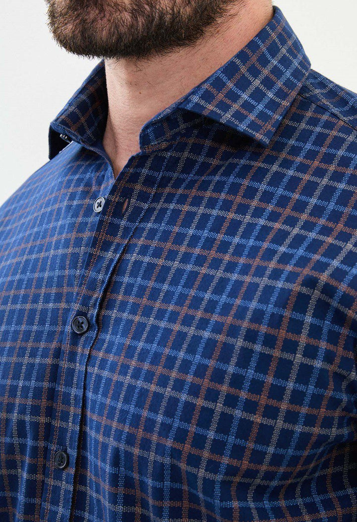 Special Design Slim Fit Blue Shirt