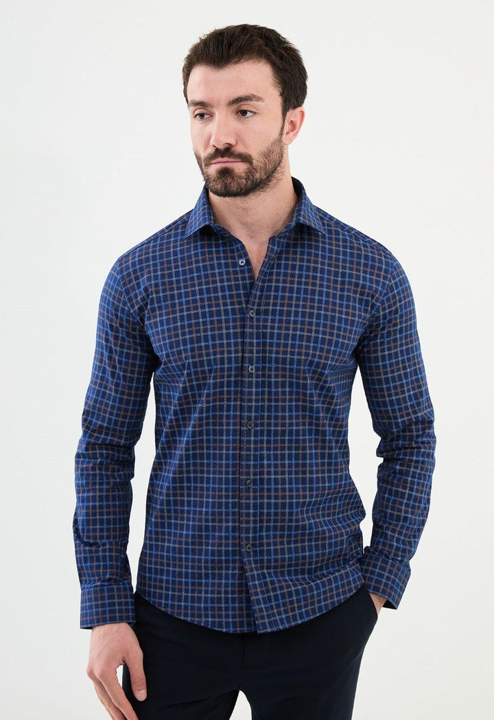 Special Design Slim Fit Blue Shirt