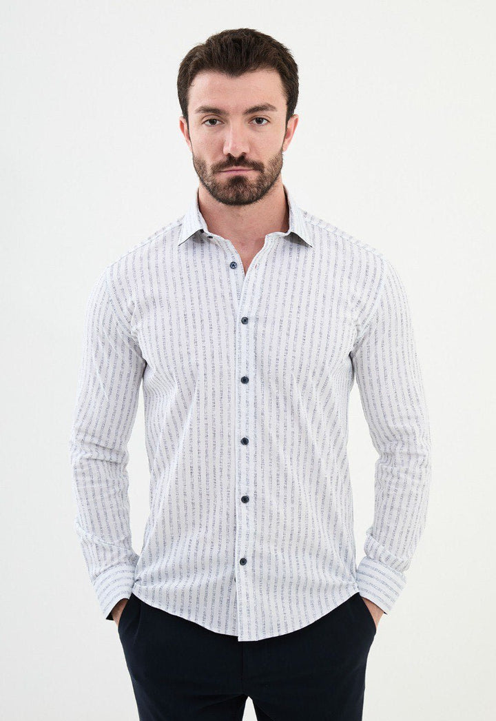 Special Design Slim Fit White-Gray Shirt