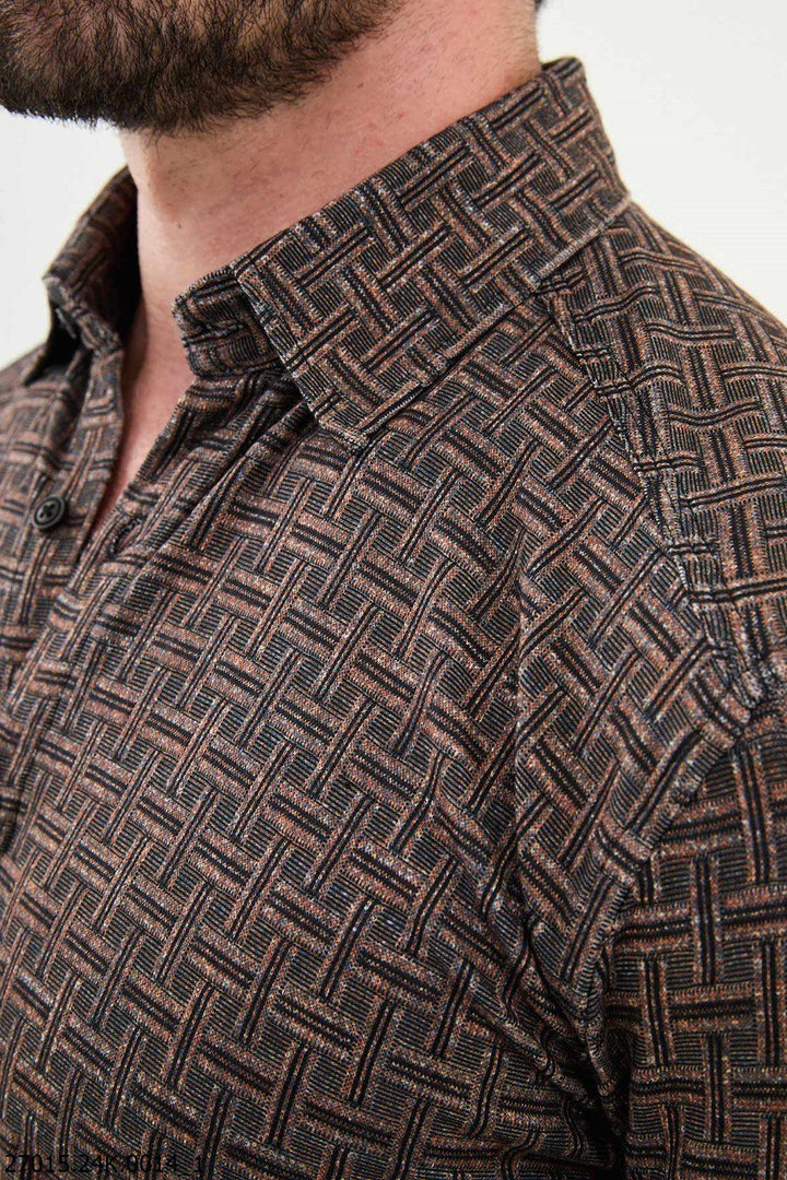 Special Design Slim Fit Camel Shirt