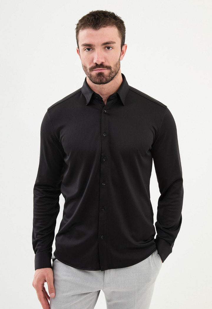 Special Design Slim Fit Black Shirt