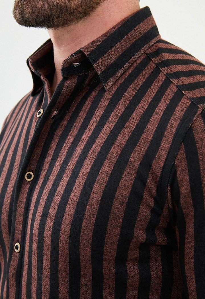 Special Design Slim Fit Brown Shirt