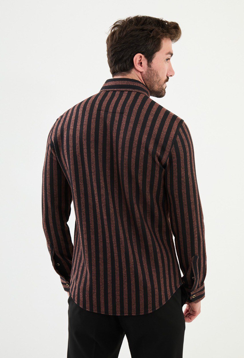 Special Design Slim Fit Brown Shirt