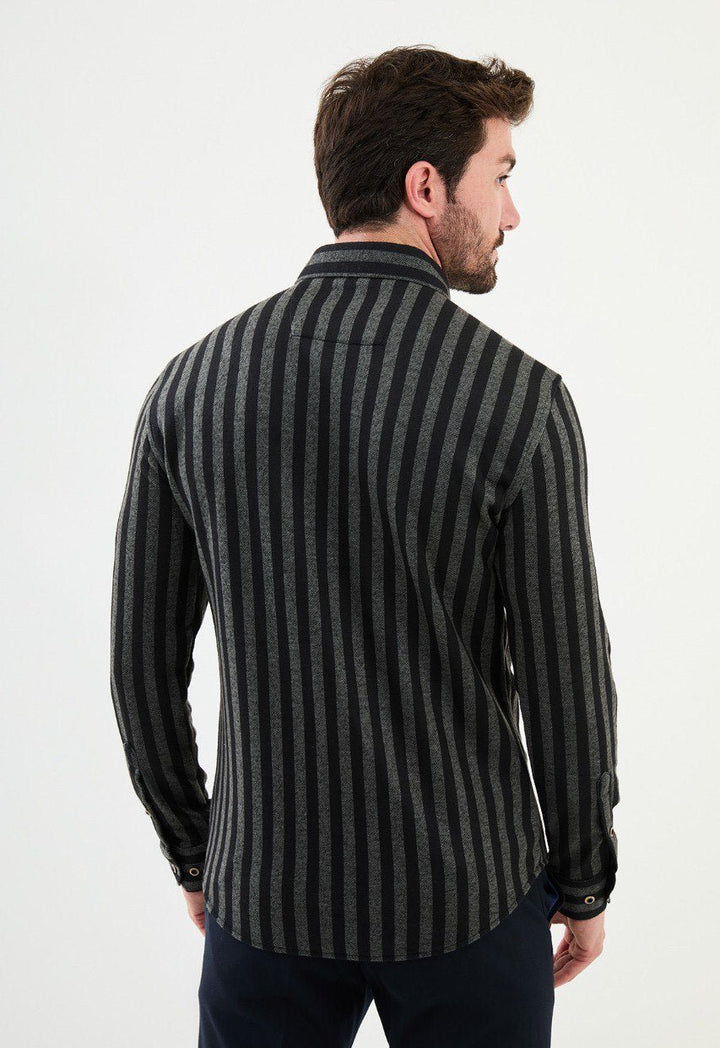 Special Design Slim Fit Dark Gray Shirt