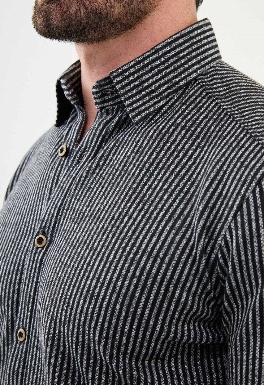 Special Design Slim Fit Black-Gray Shirt