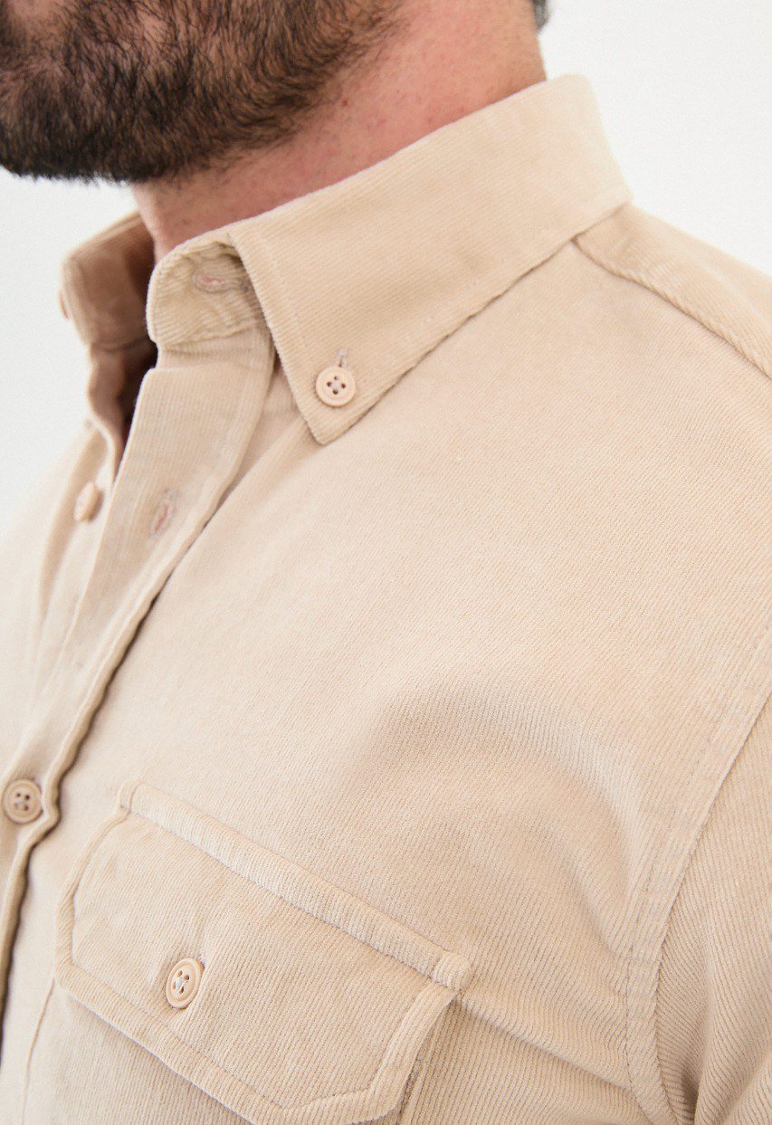 Special Design Slim Fit Beige Shirt