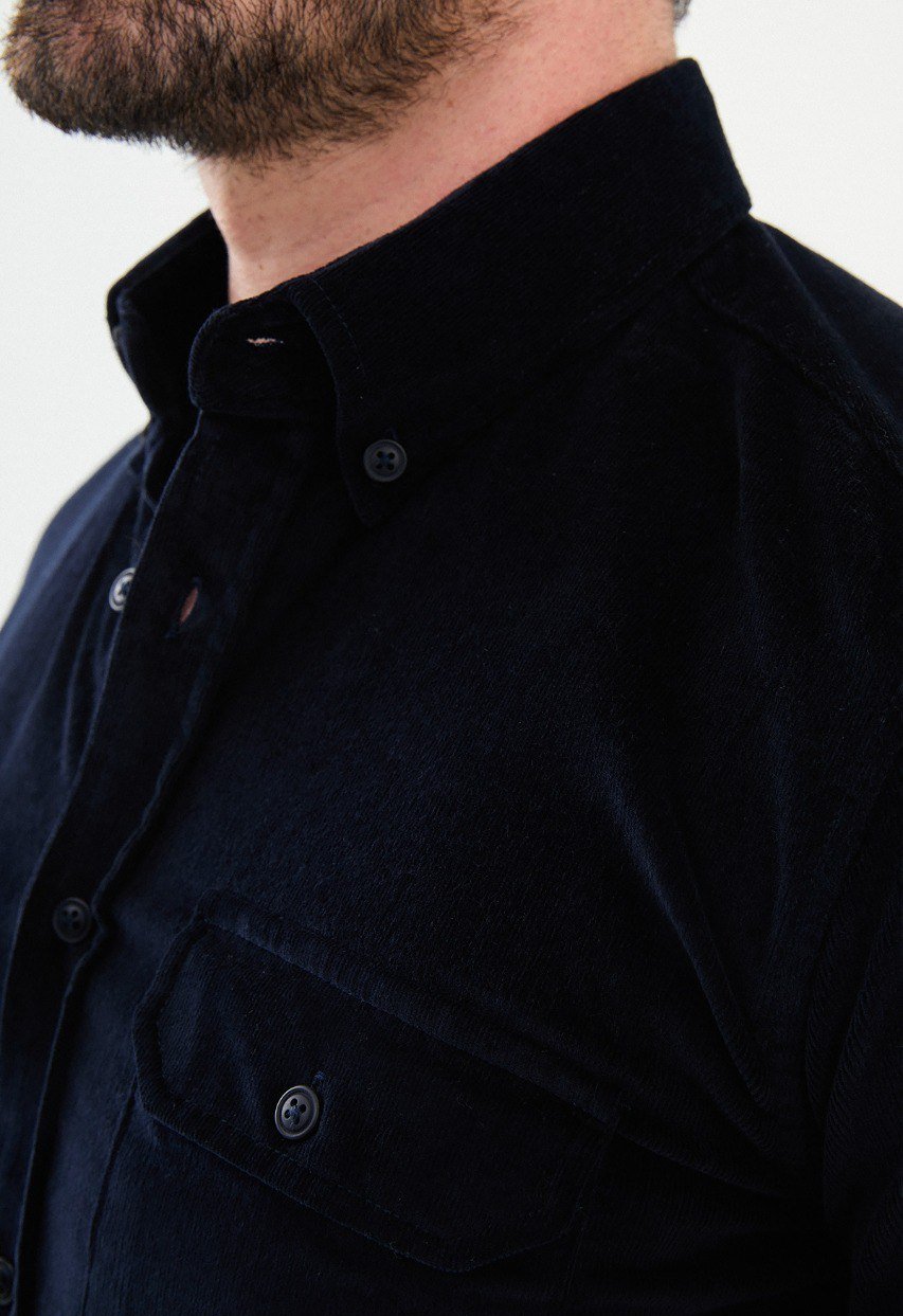 Special Design Slim Fit Dark Blue Shirt