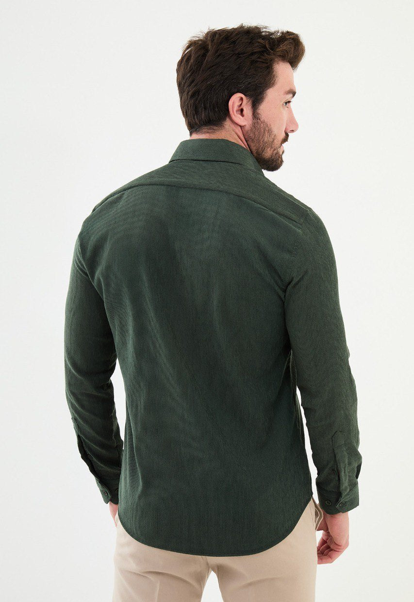 Special Design Slim Fit Green Shirt