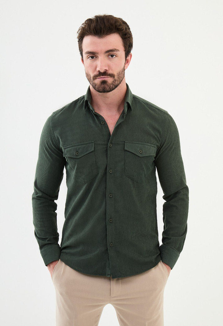 Special Design Slim Fit Green Shirt