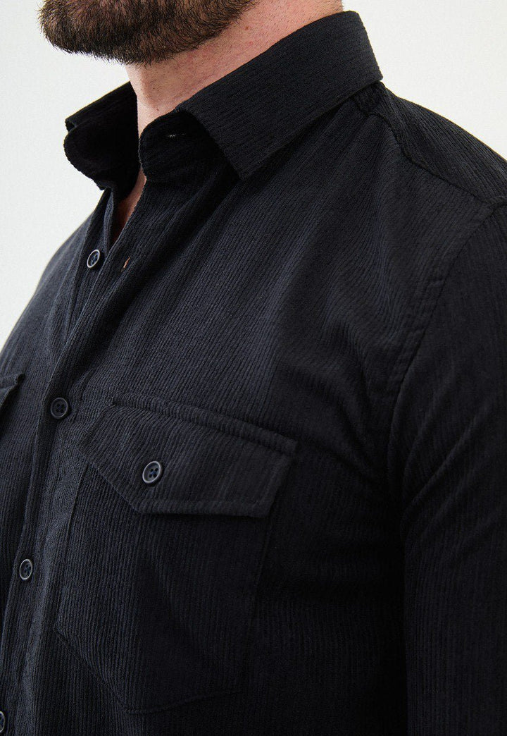 Special Design Slim Fit Dark Gray Shirt