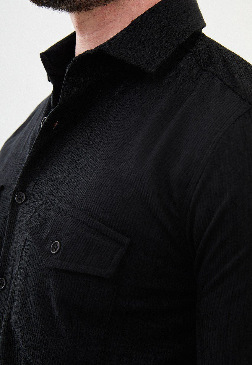 Special Design Slim Fit Black Shirt