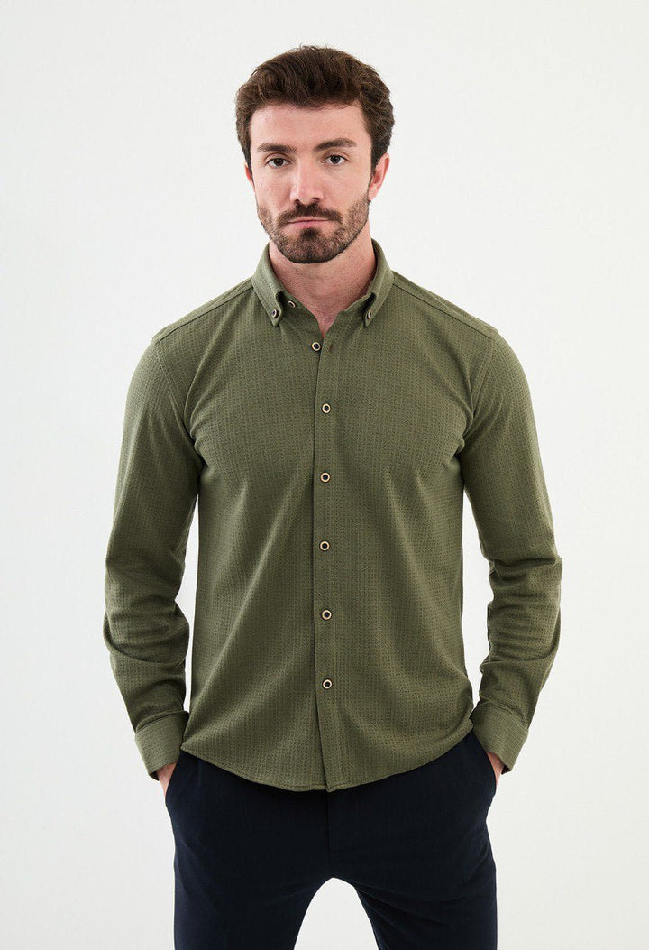 Special Design Slim Fit Khaki Shirt