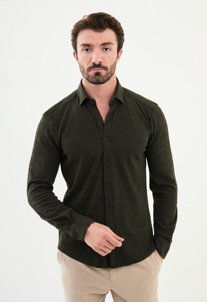 Special Design Slim Fit Khaki Shirt