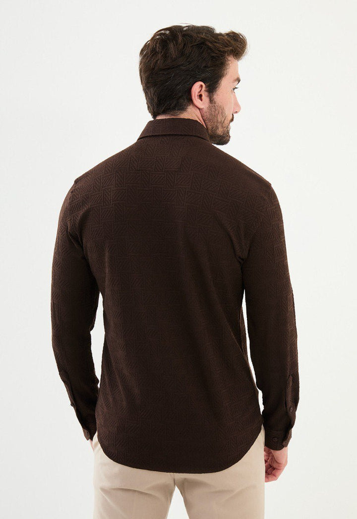 Special Design Slim Fit Brown Shirt