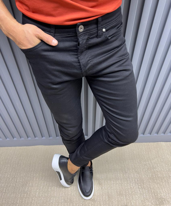 Slim Fit Jeans With Side Pockets - Black