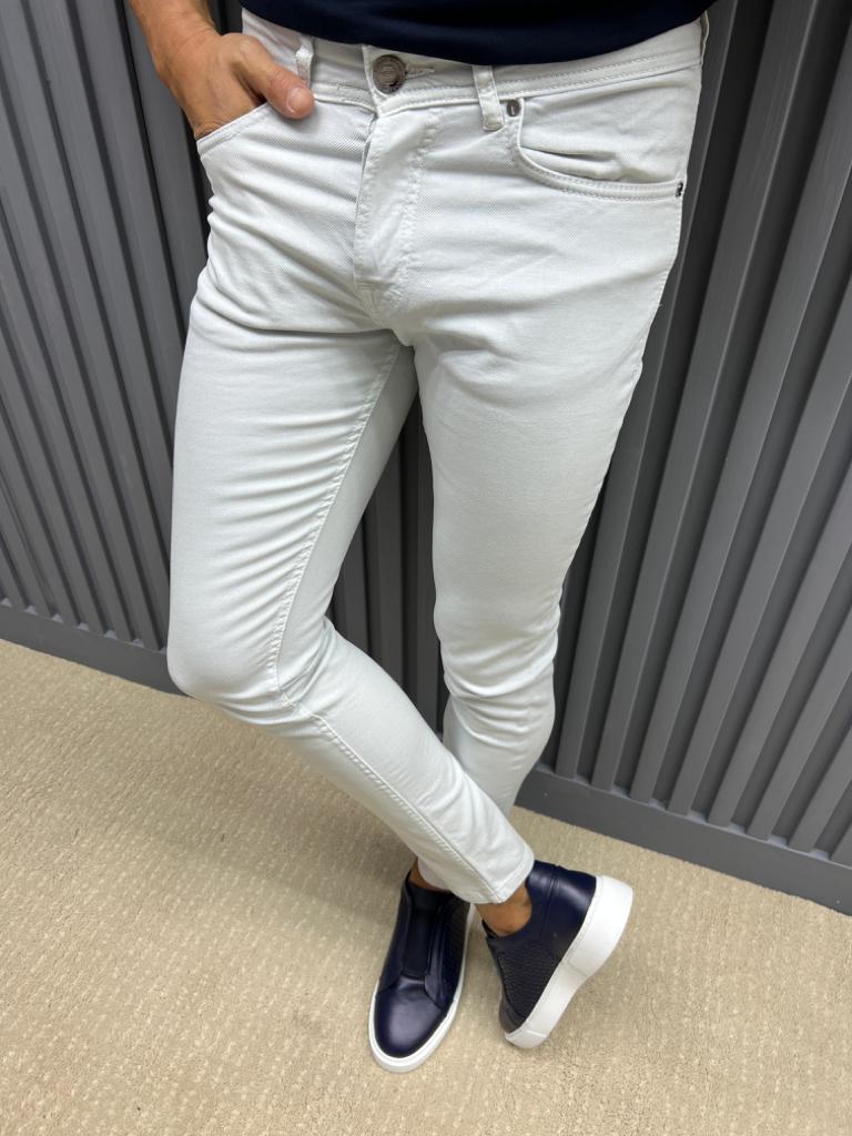 Slim Fit Jeans With Side Pockets - Ice Blue