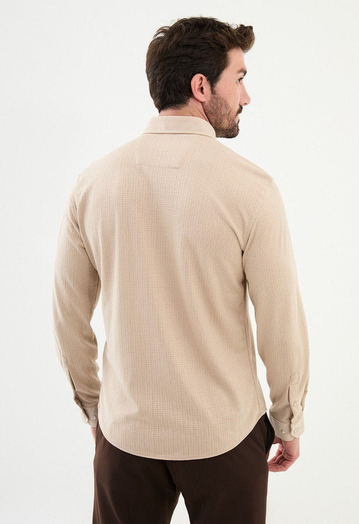 Special Design Slim Fit Beige Shirt